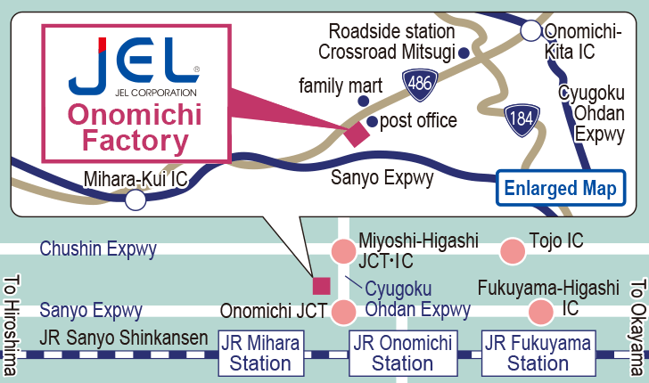 map of JEL Onomichi Factory